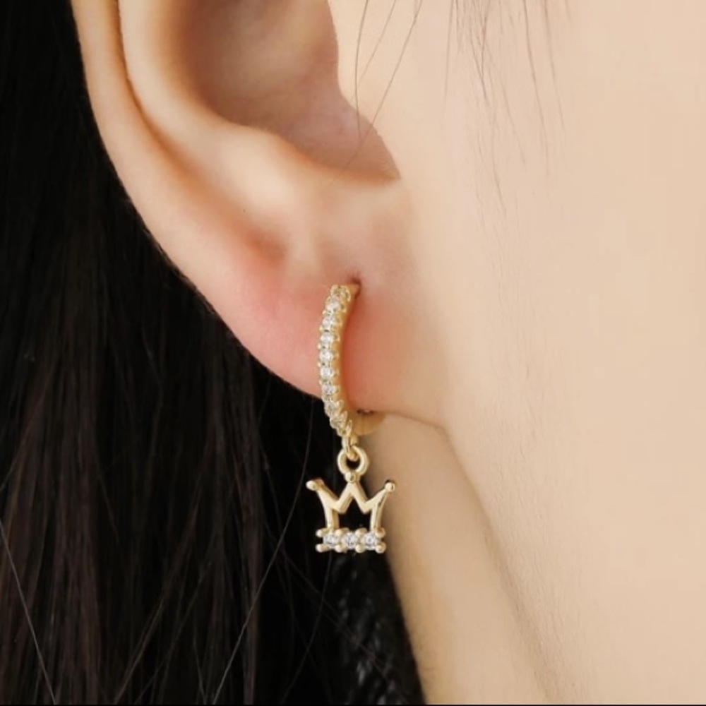 👑 Insta sterling silver crown earrings - Picture 3 of 3